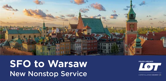 Aerial view of Old Town Warsaw with clouds